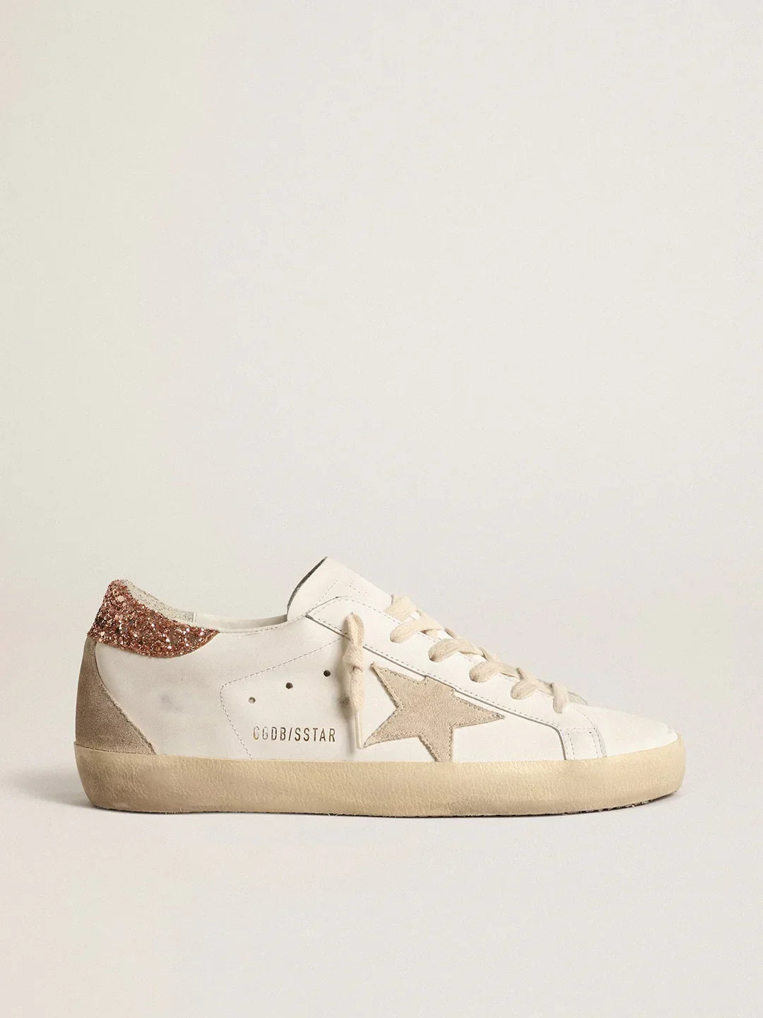 Super-Star avec étoile en daim et contrefort à paillettes rose pêche