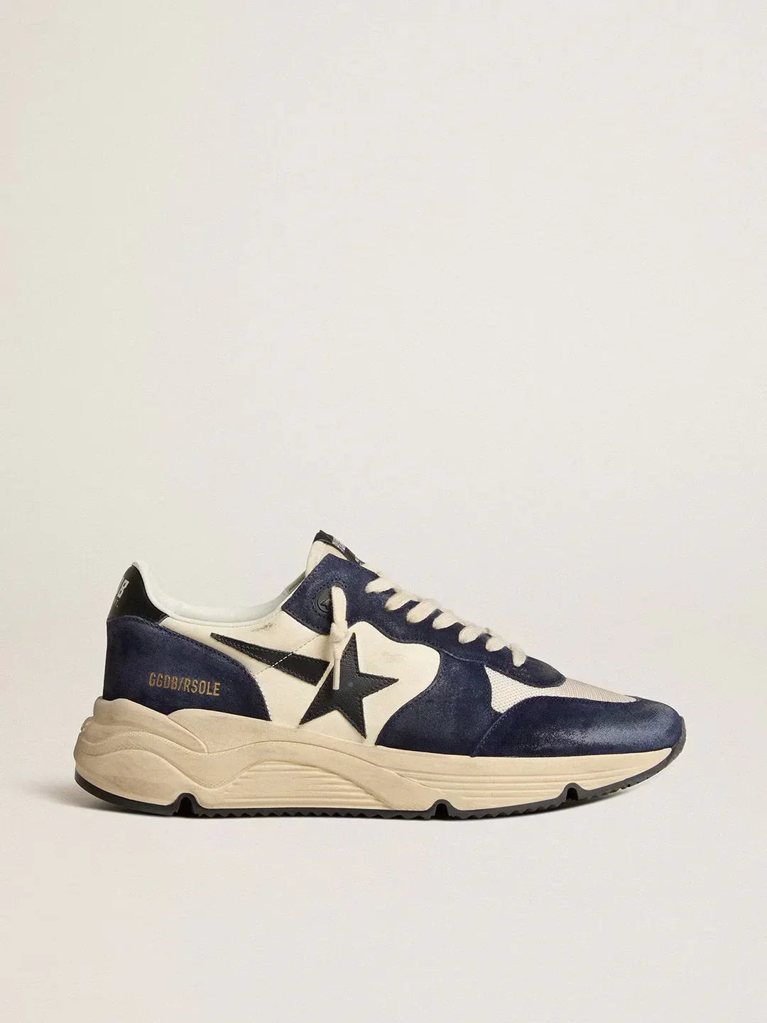 GGDB - Running Sole pour homme en cuir nappa noir et beige avec étoile et contrefort noirs