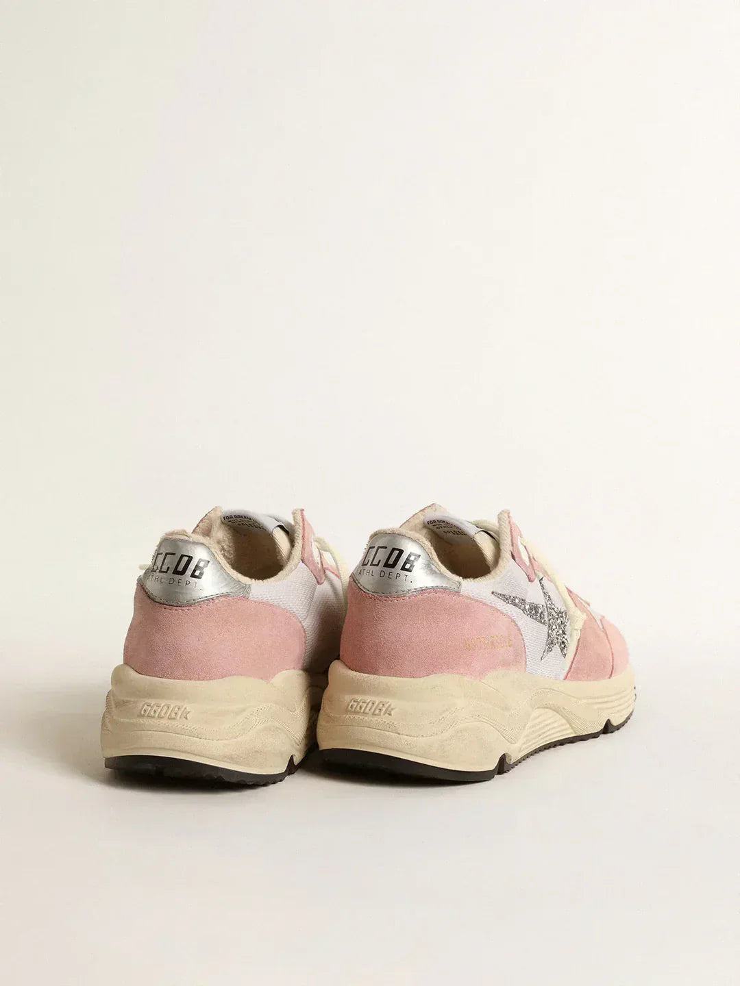 GGDB - Running Sole pour femme en résille grise et daim avec étoile à paillettes argentées