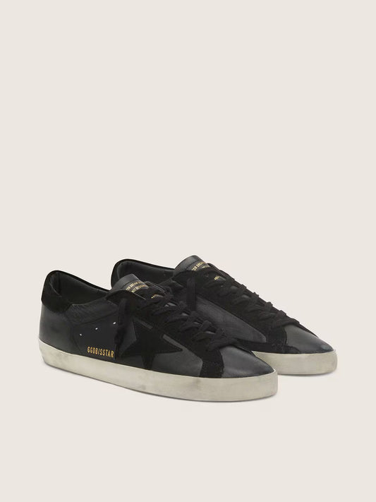 Super-Star pour homme en cuir nappa noir avec étoile et contrefort en daim noir