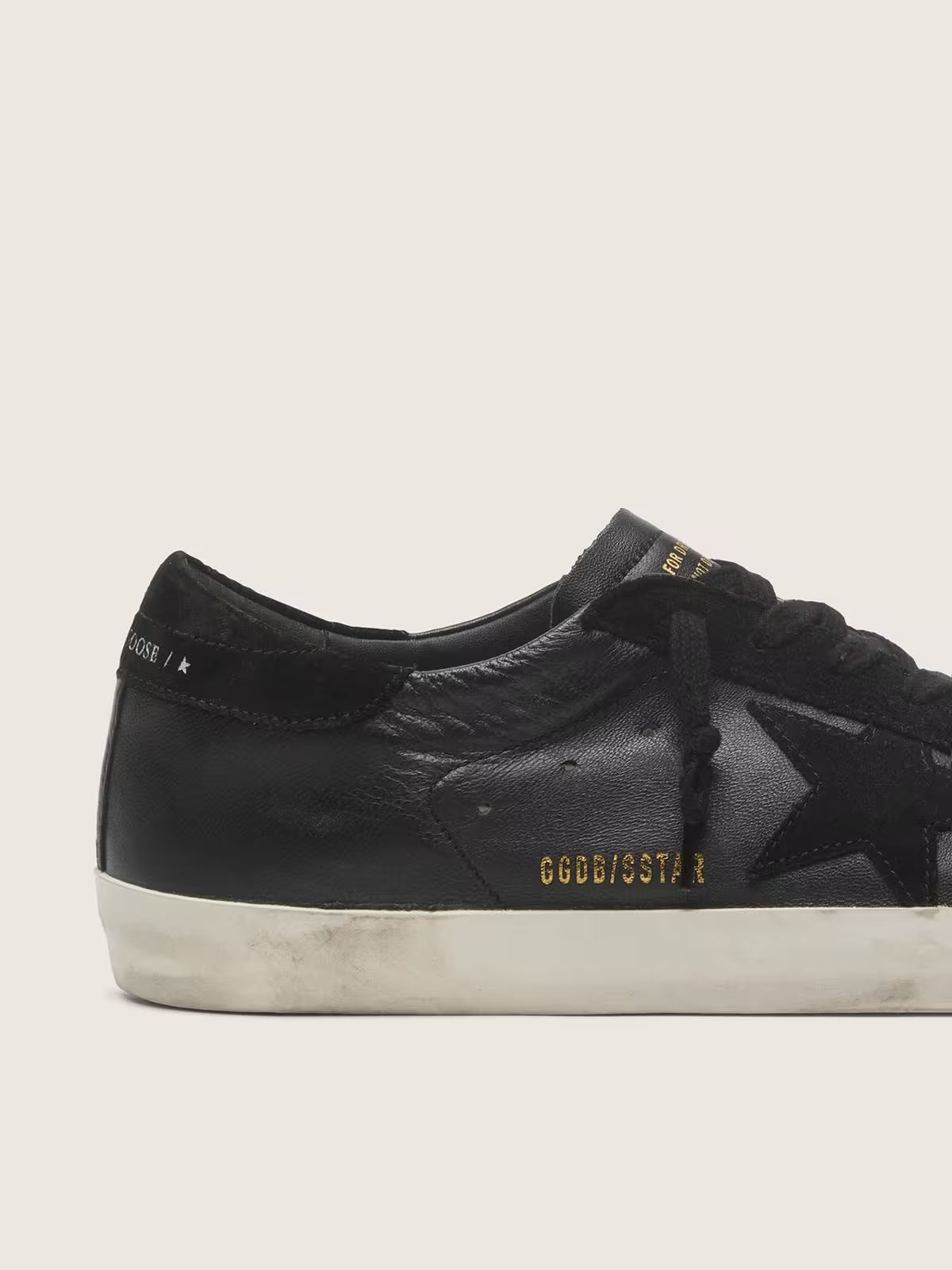 Super-Star pour homme en cuir nappa noir avec étoile et contrefort en daim noir