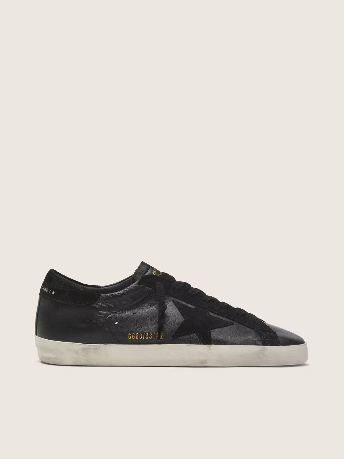 Super-Star pour homme en cuir nappa noir avec étoile et contrefort en daim noir