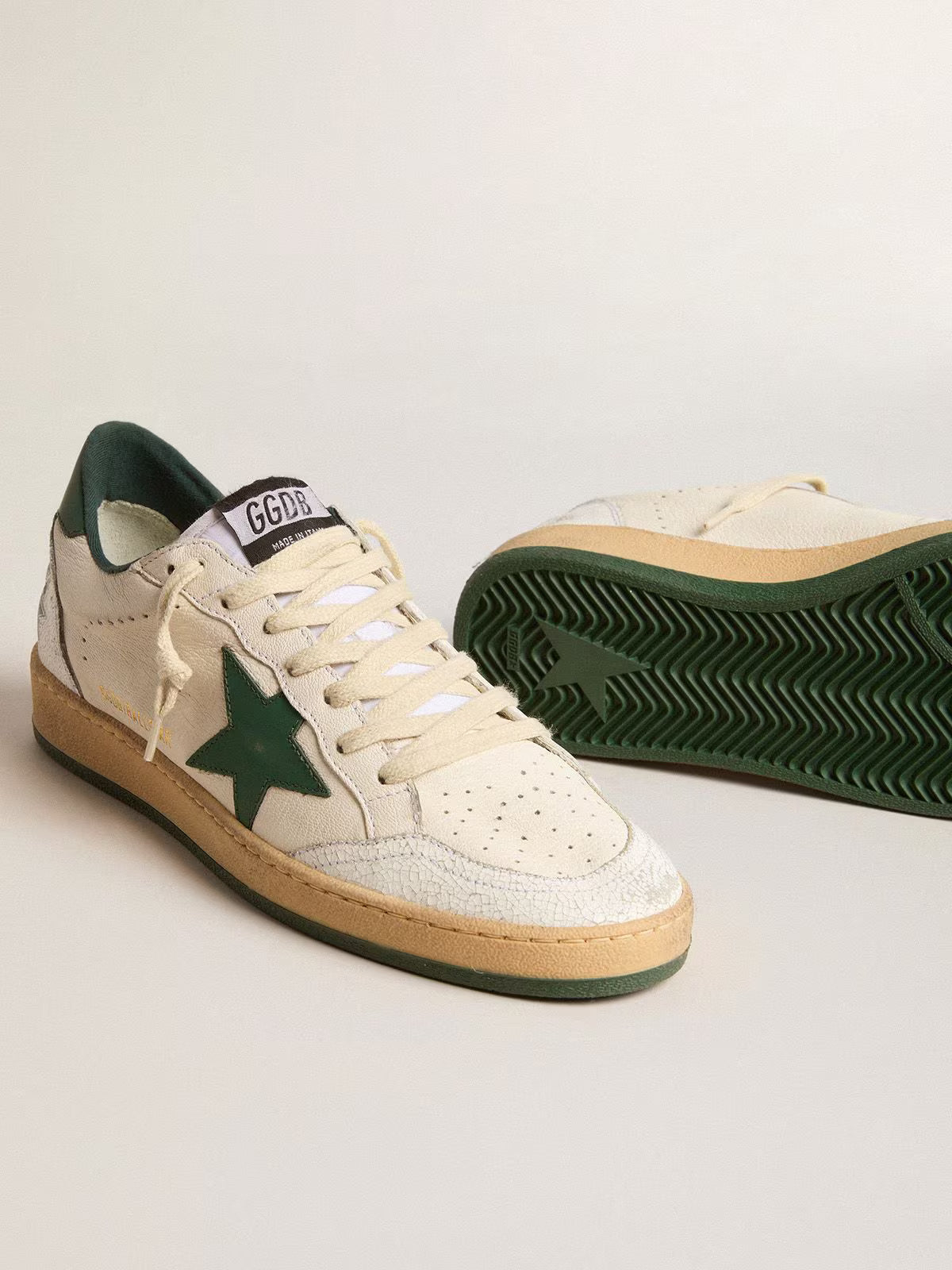 Ball Star Wishes pour homme en cuir nappa blanc avec étoile et contrefort en cuir vert