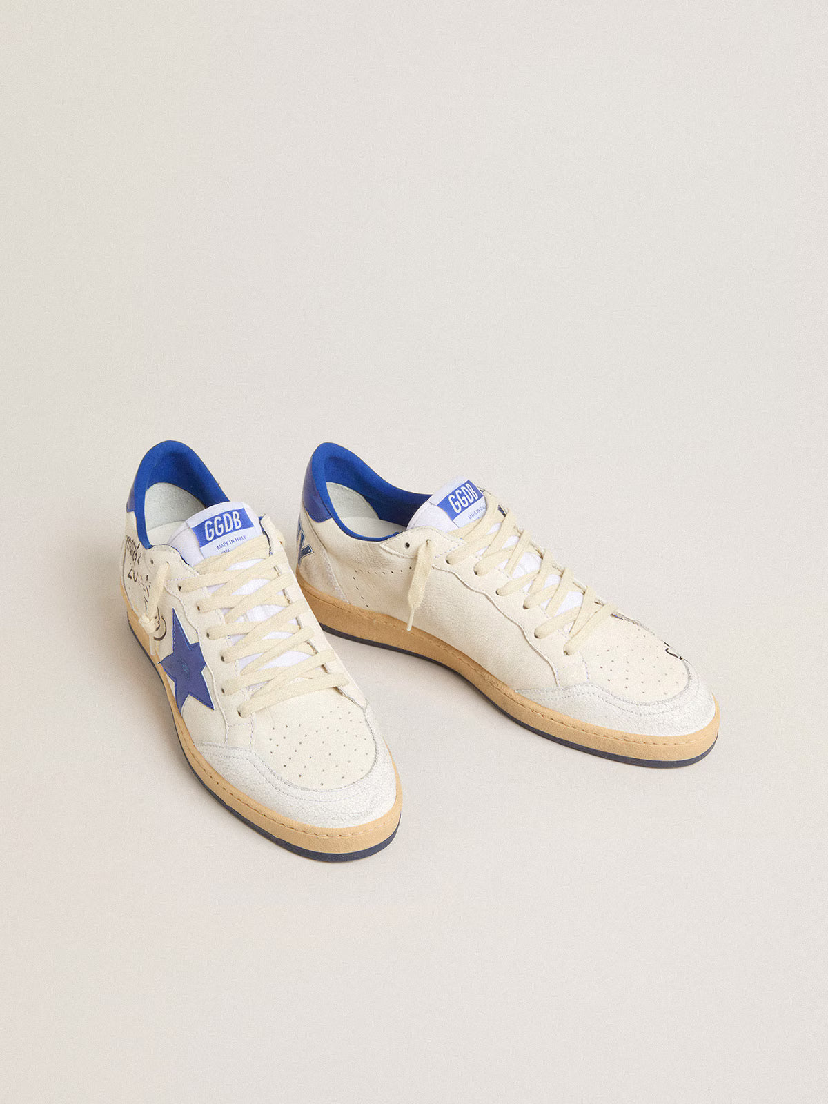 Ball Star Wishes pour homme en cuir nappa blanc avec étoile et contrefort bleuet