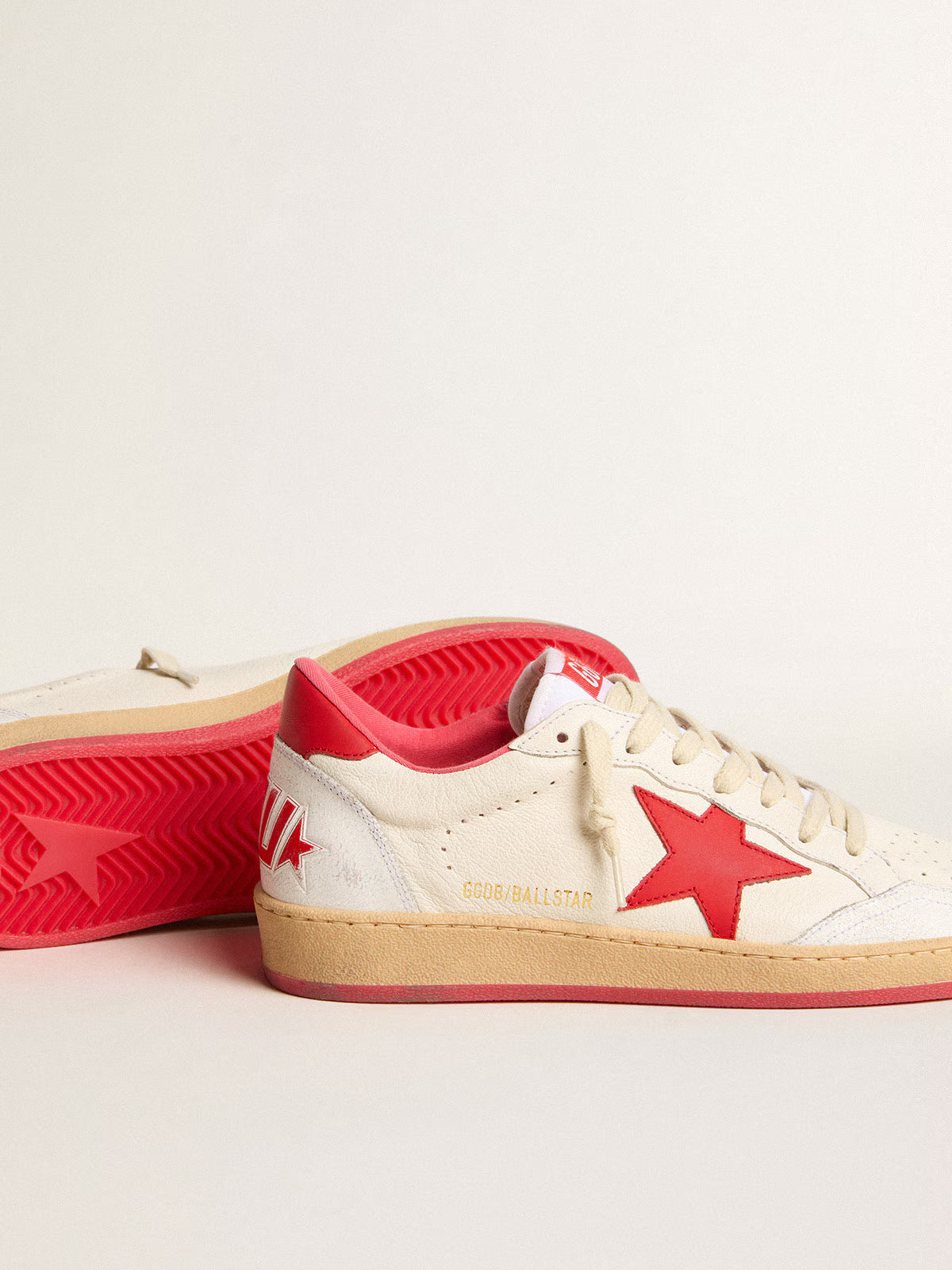 Ball Star Wishes pour homme en cuir blanc avec étoile et contrefort rouges