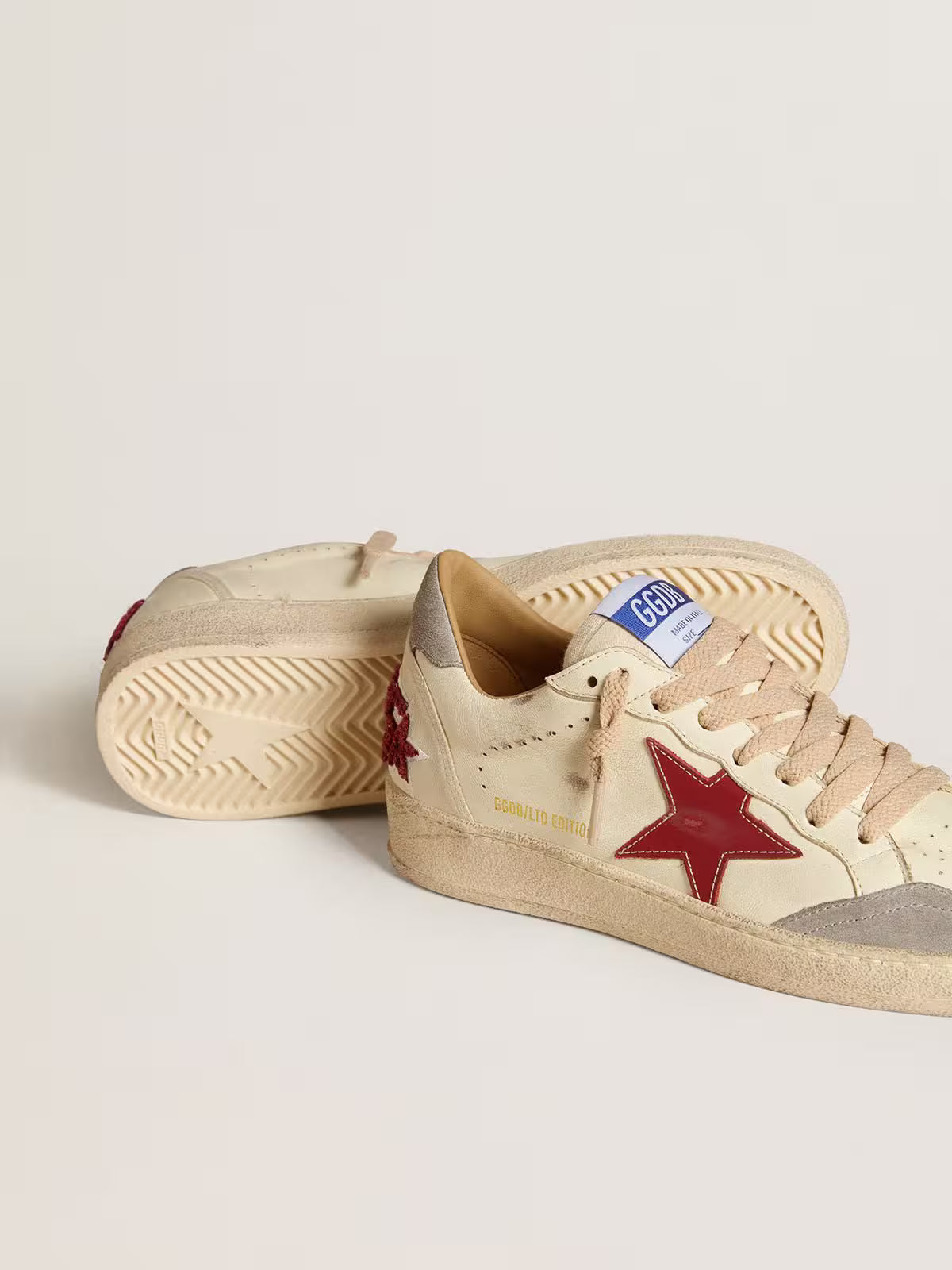 Ball Star LTD pour homme en cuir nappa avec étoile en cuir rouge et contrefort en cuir velours gris