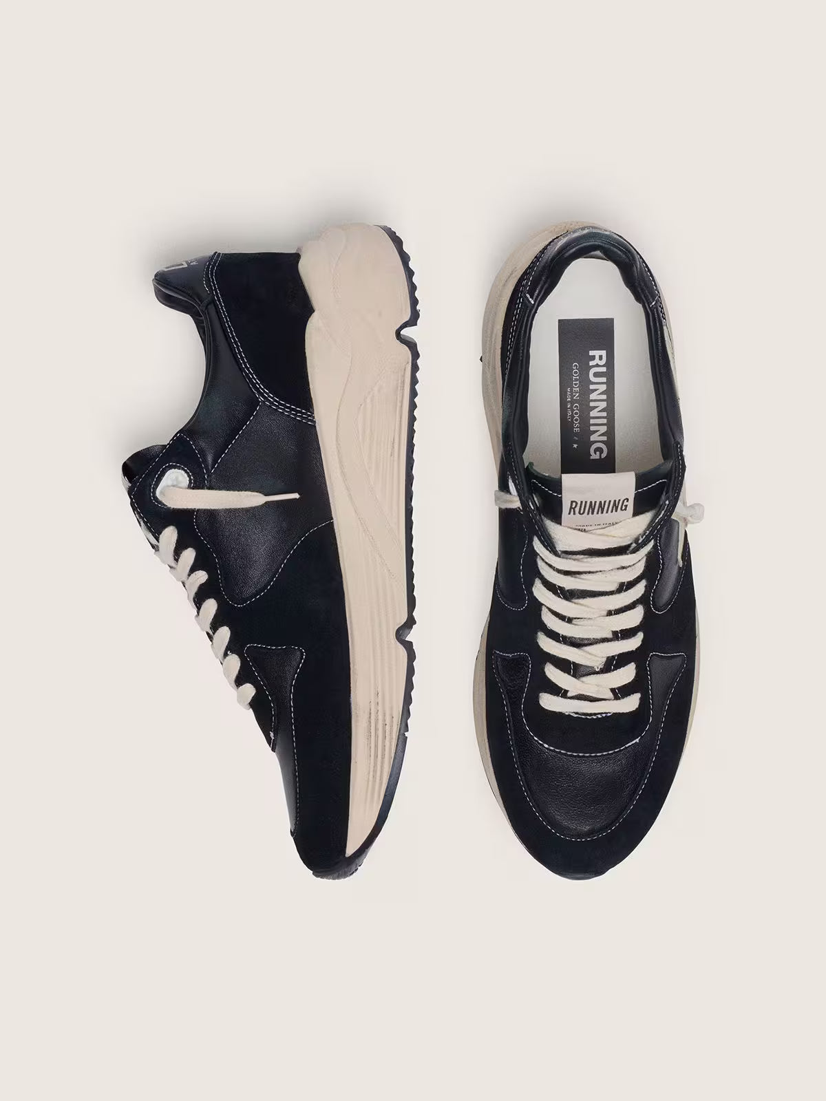 Running Sole homme en nappa et daim noirs avec étoile blanche