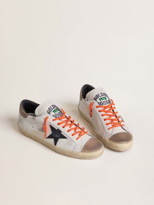Super-Star LTD pour homme en cuir avec étoile en cuir noir et contrefort en cuir beige