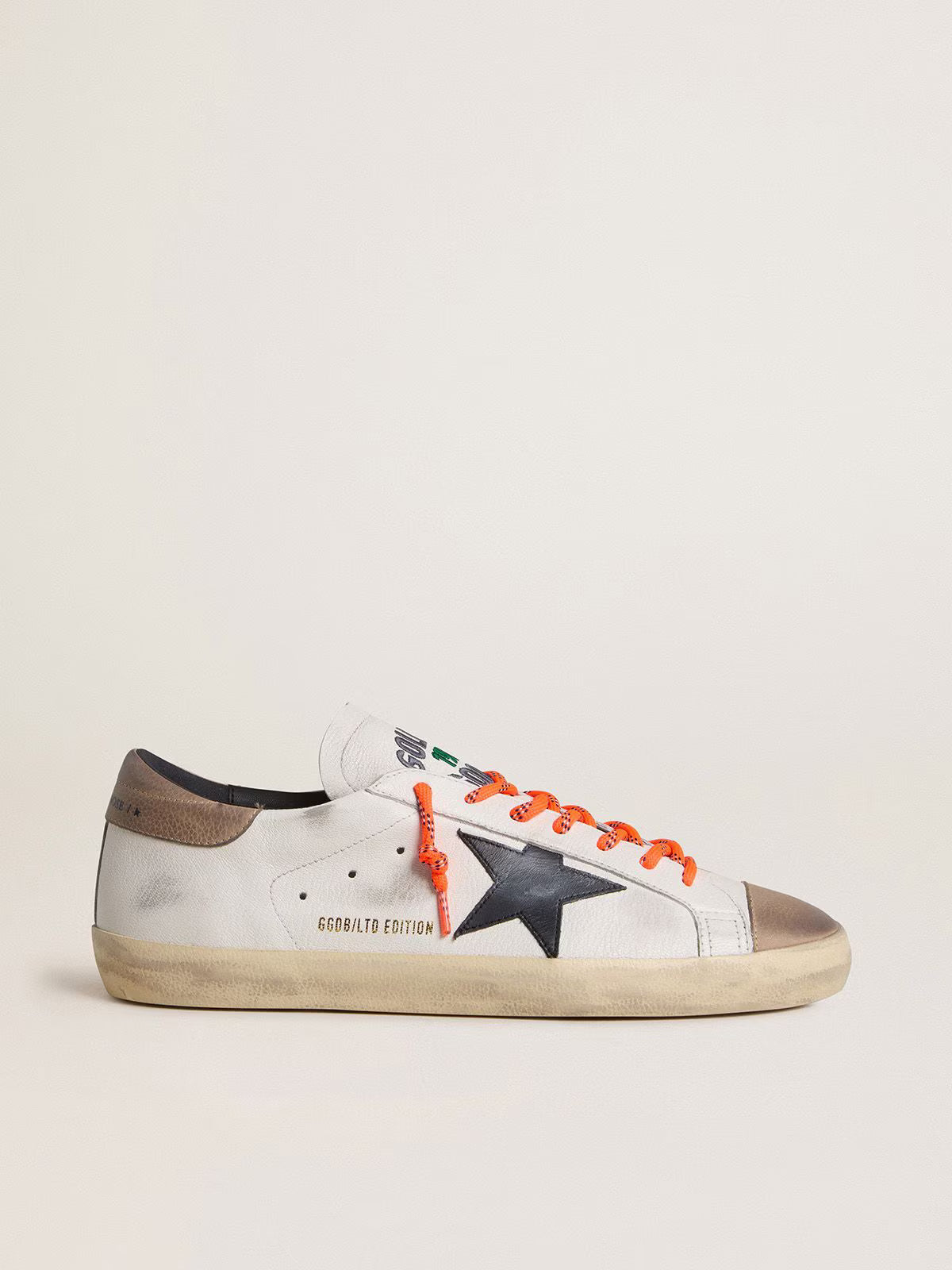 Super-Star LTD pour homme en cuir avec étoile en cuir noir et contrefort en cuir beige