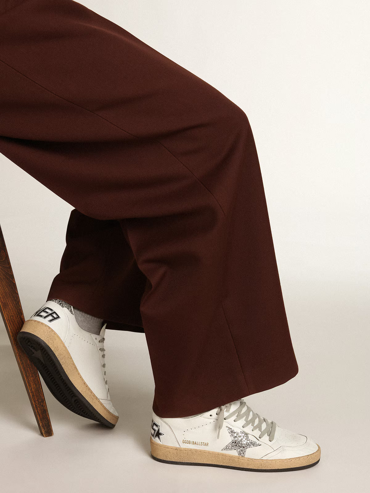 Ball Star femme en nappa avec étoile blanche et contrefort pailleté